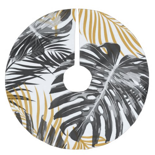 Tropical Palm Leaves Chic Floral Brushed Polyester Tree Skirt