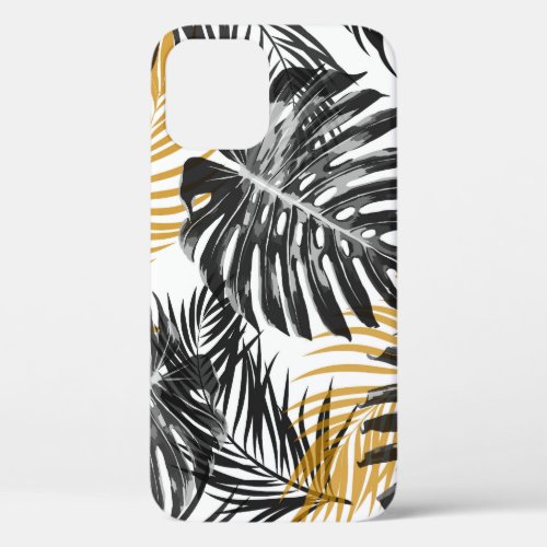 Tropical Palm Leaves Chic Floral iPhone 12 Case