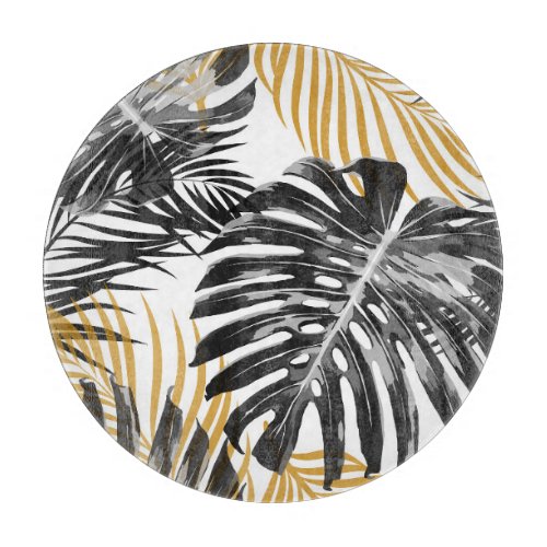 Tropical Palm Leaves Chic Floral Cutting Board