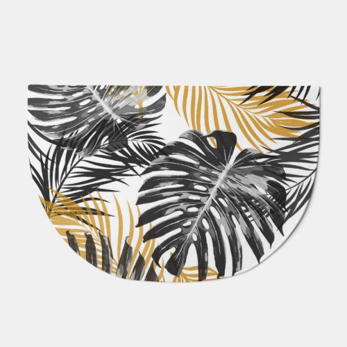 Tropical Palm Leaves Chic Floral Doormat