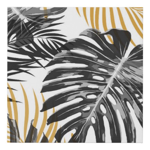 Tropical Palm Leaves Chic Floral Faux Canvas Print