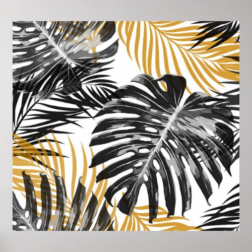 Tropical Palm Leaves Chic Floral Poster
