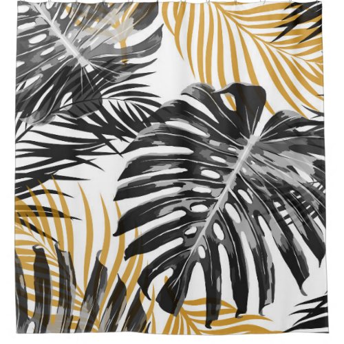 Tropical Palm Leaves Chic Floral Shower Curtain