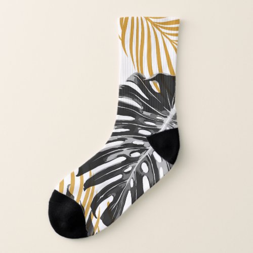 Tropical Palm Leaves Chic Floral Socks