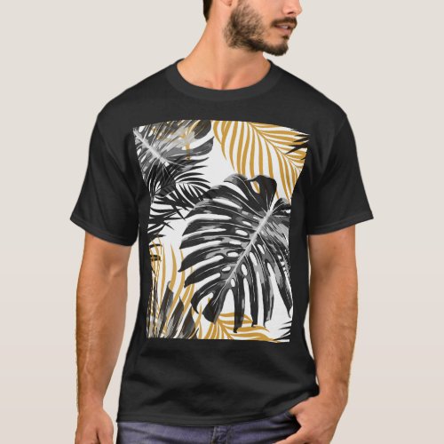 Tropical Palm Leaves Chic Floral T_Shirt