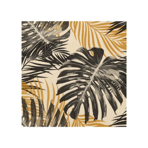 Tropical Palm Leaves Chic Floral Wood Wall Art