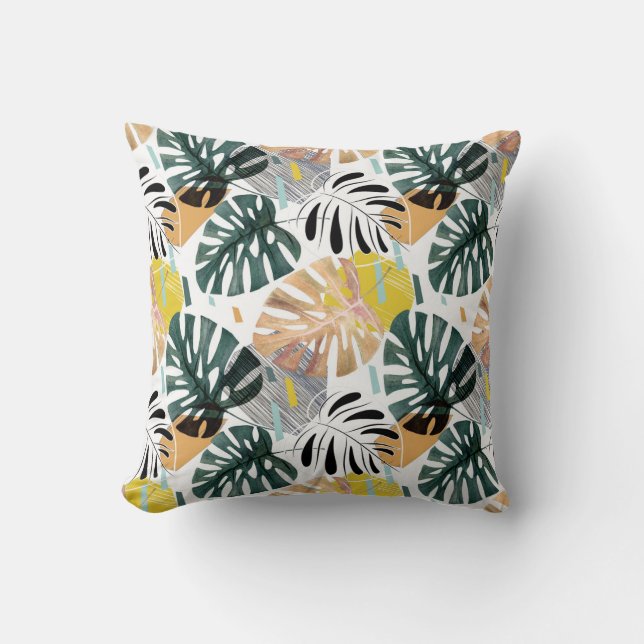 Tropical palm leaves: decorative elements. throw pillow (Front)