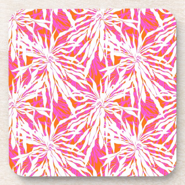 Tropical Palm Leaves Drink Coaster (Front)