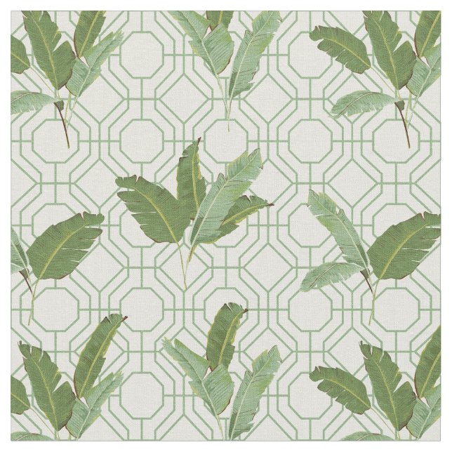 Tropical Palm Leaves Fabric (Close Up)