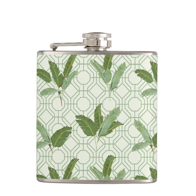 Tropical Palm Leaves Flask (Front)