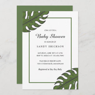 Tropical Palm Leaves Gender Neutral Baby Shower Invitation