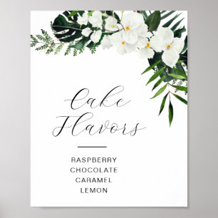 tropical palm leaves greenery Cake flavors sign