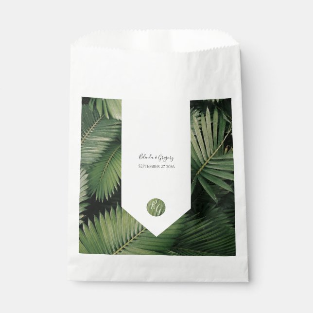 Tropical Palm Leaves Greenery Wedding   Favor Bag (Front)