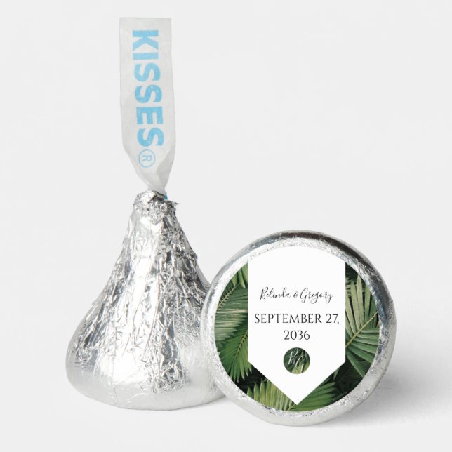 Tropical Palm Leaves Greenery Wedding Hershey®'s Kisses® (Front)