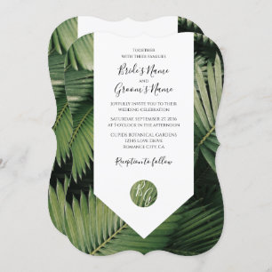 Tropical Palm Leaves Greenery Wedding Invitations