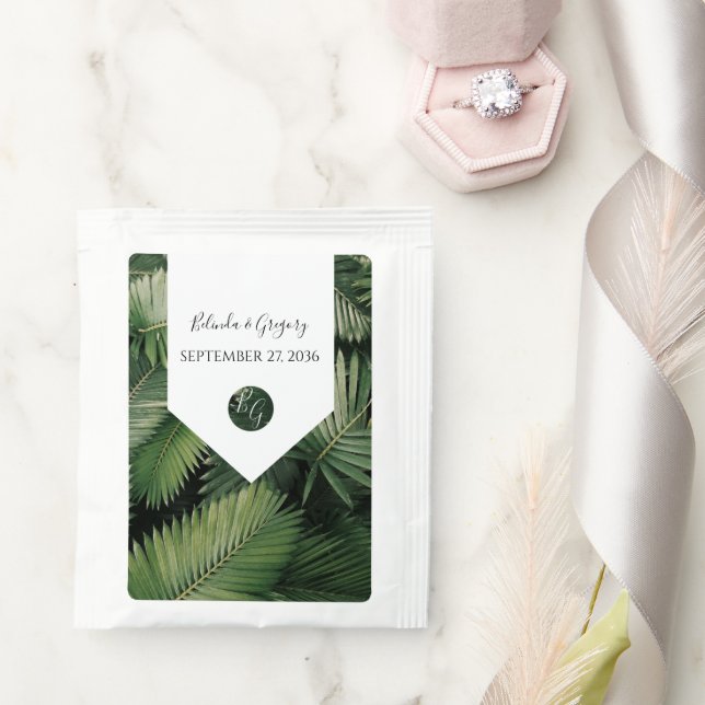 Tropical Palm Leaves Greenery Wedding  Tea Bag Drink Mix (Wedding)
