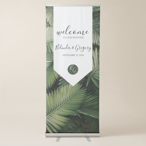Tropical Palm Leaves Greenery Wedding Welcome Sign