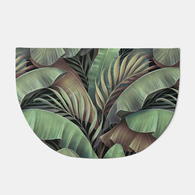 Tropical palm leaves, hand-drawn 3D illustration. Doormat (Front)