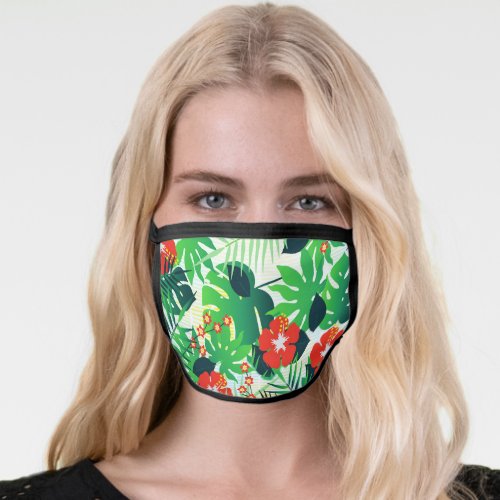 Tropical Palm leaves Hawaiian Luau Beach Party Face Mask