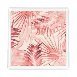 Tropical Palm Leaves, Hawaiian Stylish Pattern. Acrylic Tray