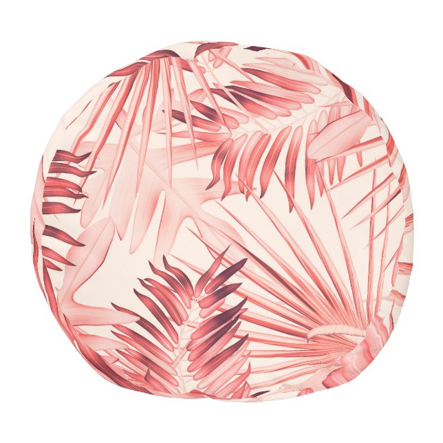 Tropical Palm Leaves, Hawaiian Stylish Pattern. Pouf (Bottom)