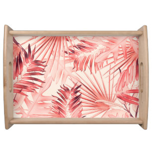 Tropical Palm Leaves, Hawaiian Stylish Pattern. Serving Tray