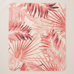 Tropical Palm Leaves, Hawaiian Stylish Pattern. Sherpa Blanket
