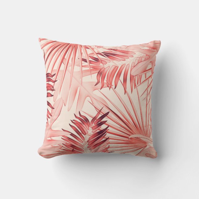 Tropical Palm Leaves, Hawaiian Stylish Pattern. Throw Pillow (Front)