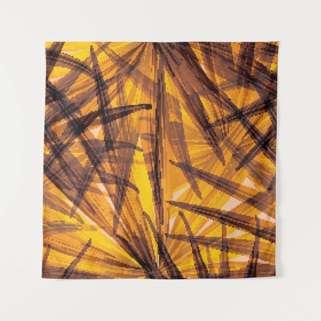 Tropical palm leaves illustration pattern tapestry (Front)