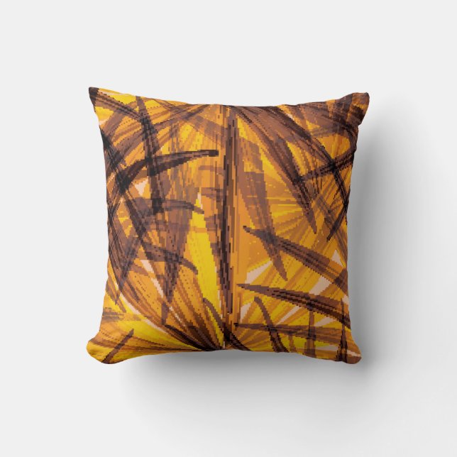Tropical palm leaves illustration pattern throw pillow (Front)