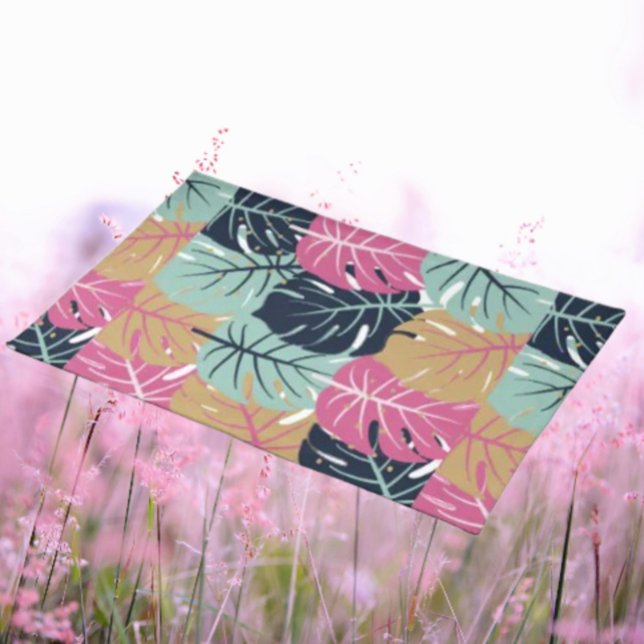 Tropical Palm Leaves in Pink & Blue |  Cloth Placemat (Creator Uploaded)