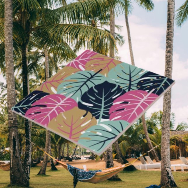 Tropical Palm Leaves in Pink & Blue | Decorative  Ceramic Tile (Creator Uploaded)