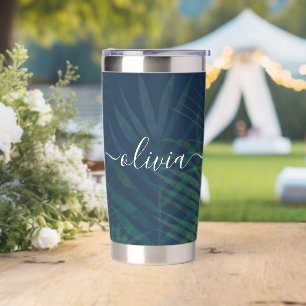 Tropical Palm Leaves Insulated Personaliized Tumbler