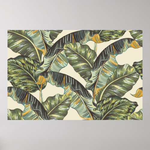 Tropical palm leaves  jungle leaf seamless vintag poster
