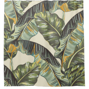 Tropical palm leaves, jungle leaf seamless vintag shower curtain
