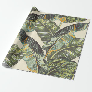 Tropical palm leaves, jungle leaf seamless vintag wrapping paper