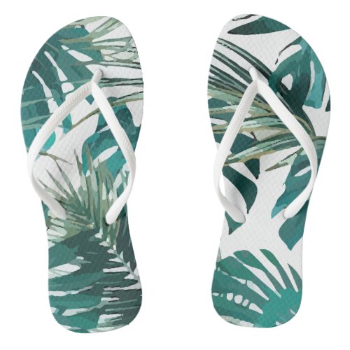 Tropical Palm Leaves Jungle Leaves Flip Flops