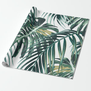 Tropical palm leaves, jungle leaves seamless flora wrapping paper