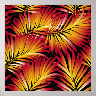 Tropical palm leaves, jungle leaves. vintage flora poster