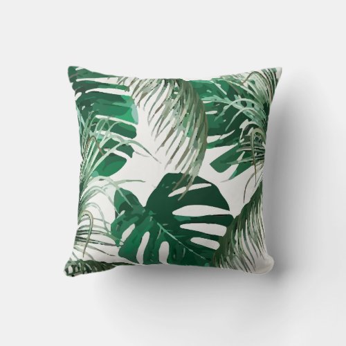 Tropical Palm Leaves Jungle Summer Throw Pillow