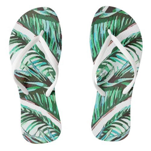 Tropical Palm Leaves Jungle Tree Flip Flops