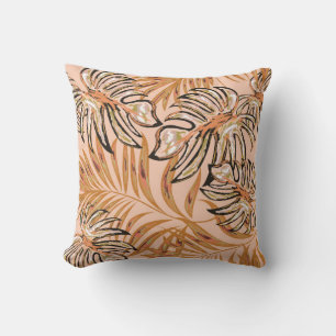 Tropical palm leaves, jungle. Vintage floral patte Throw Pillow