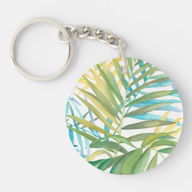 Tropical Palm Leaves Keychain (Front)