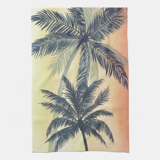Tropical Palm Leaves Kitchen Towel (Vertical)