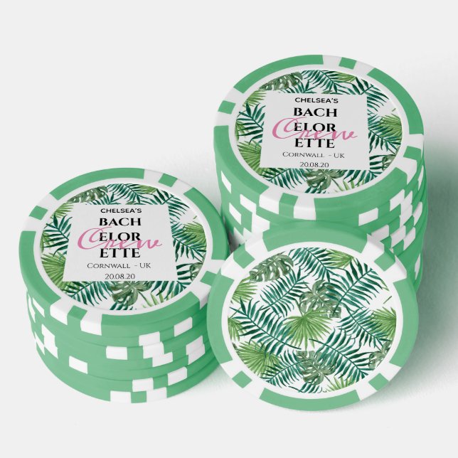 Tropical Palm Leaves Leaf Bachelorette Party Poker Chips (Stack)