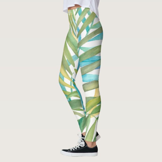 Tropical Palm Leaves Leggings (Left)