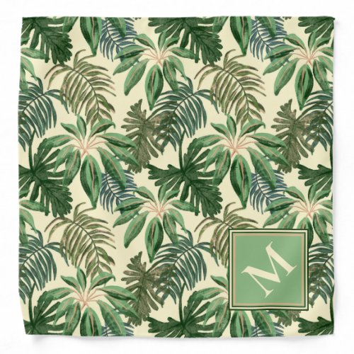 Tropical Palm Leaves Monogram Bandana