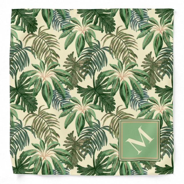 Tropical Palm Leaves Monogram Bandana (Front)