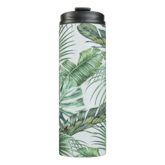 Tropical palm leaves, monstera, banana leaf, jungl thermal tumbler