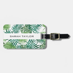 Tropical Palm Leaves Name Custom Luggage Tag